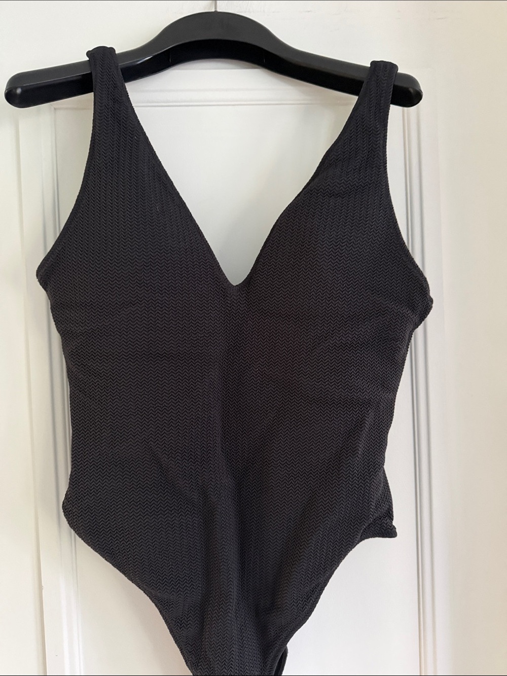 Seafolly Black Textured V-Neck One-Piece Swimsuit